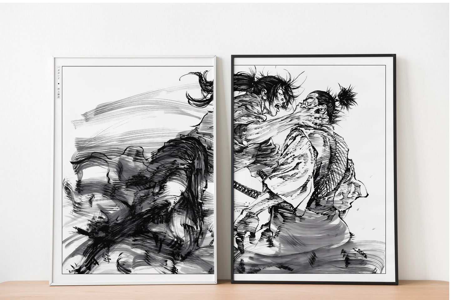 Add style to your space with the Set of 2 Vagabond Manga Wall Art. Featuring iconic characters like Miyamoto Musashi and Sasaki Kojiro, perfect for any room.