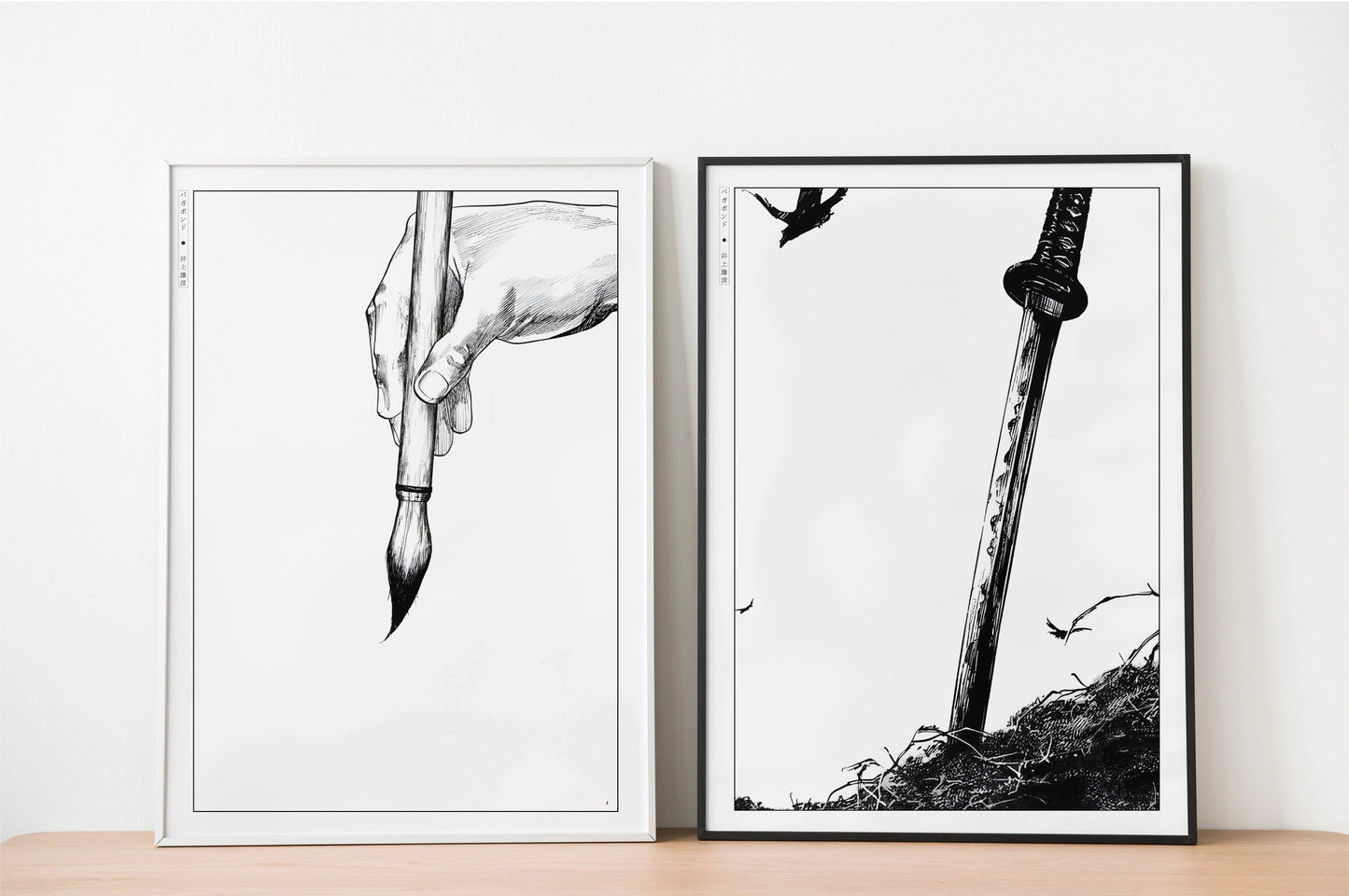 Add style to your space with the Set of 2 Vagabond Manga Wall Art. Featuring iconic characters like Miyamoto Musashi and Sasaki Kojiro, perfect for any room.