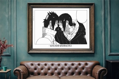 Experience the vibrant world of ninjas with this stunning manga wall art, showcasing the artistry of Masashi Kishimoto. Purchase online with Eastern Archivals.