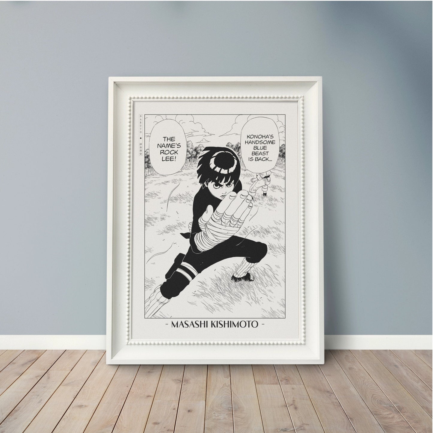 Experience the vibrant world of ninjas with this stunning manga wall art, showcasing the artistry of Masashi Kishimoto. Purchase online with Eastern Archivals.