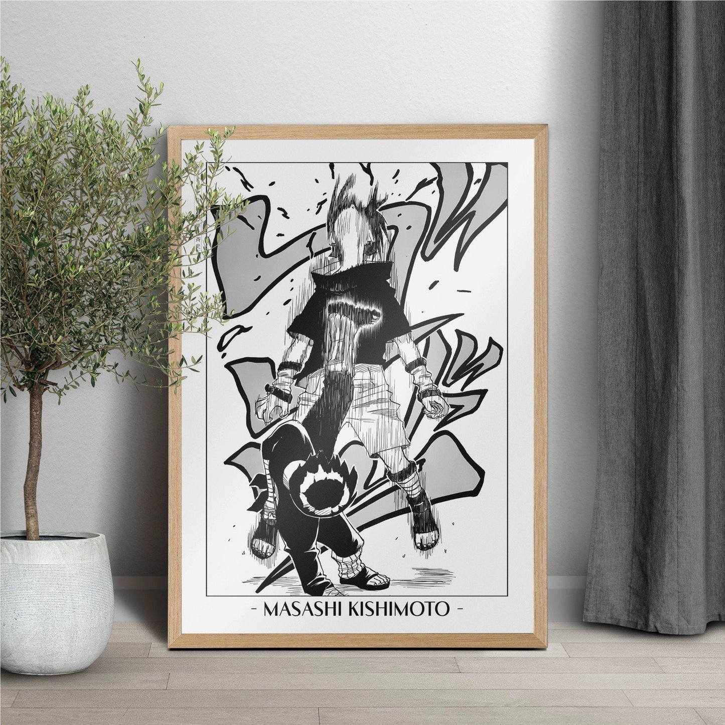 Experience the vibrant world of ninjas with this stunning manga wall art, showcasing the artistry of Masashi Kishimoto. Purchase online with Eastern Archivals.