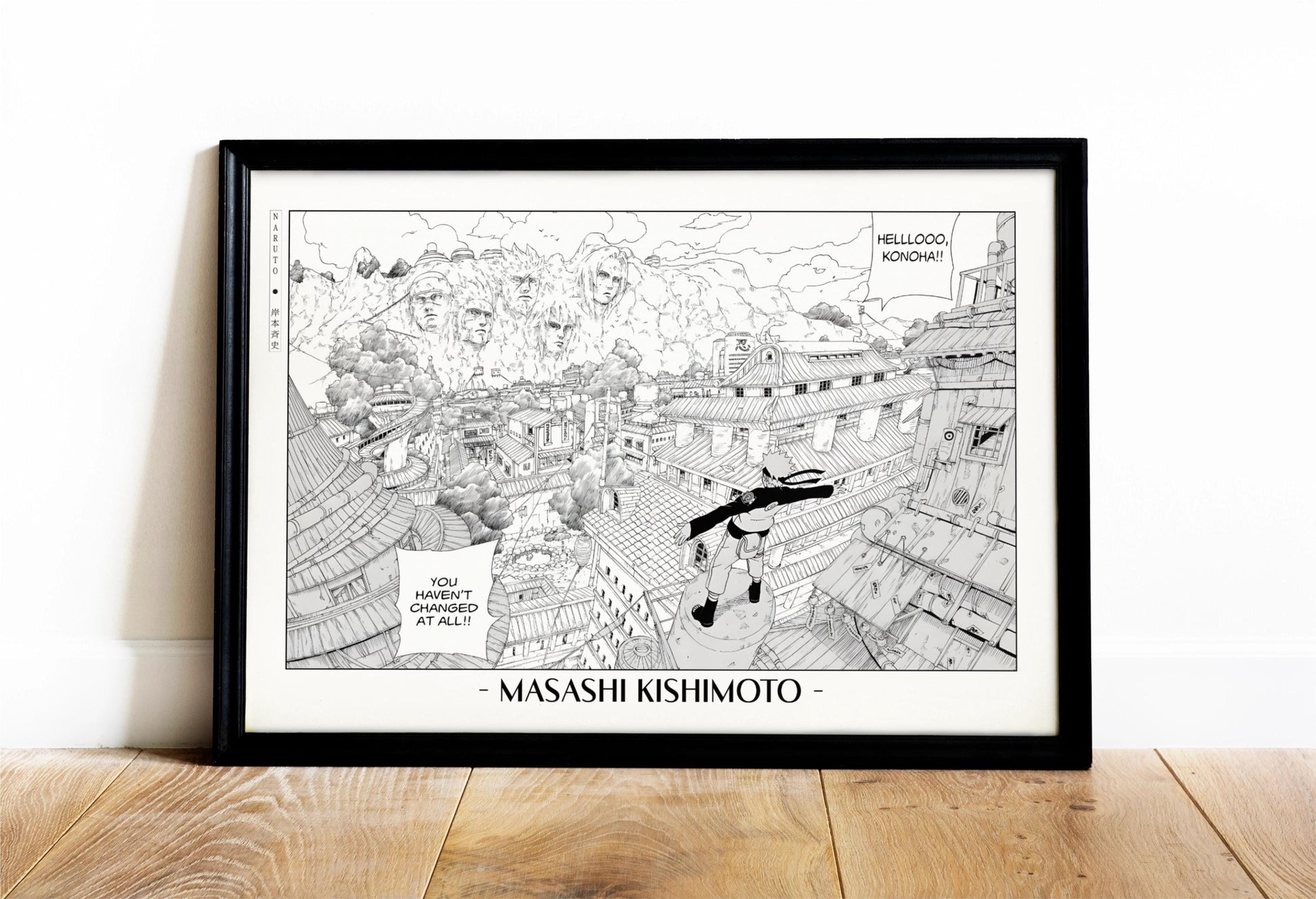 Experience the vibrant world of ninjas with this stunning manga wall art, showcasing the artistry of Masashi Kishimoto. Purchase online with Eastern Archivals.