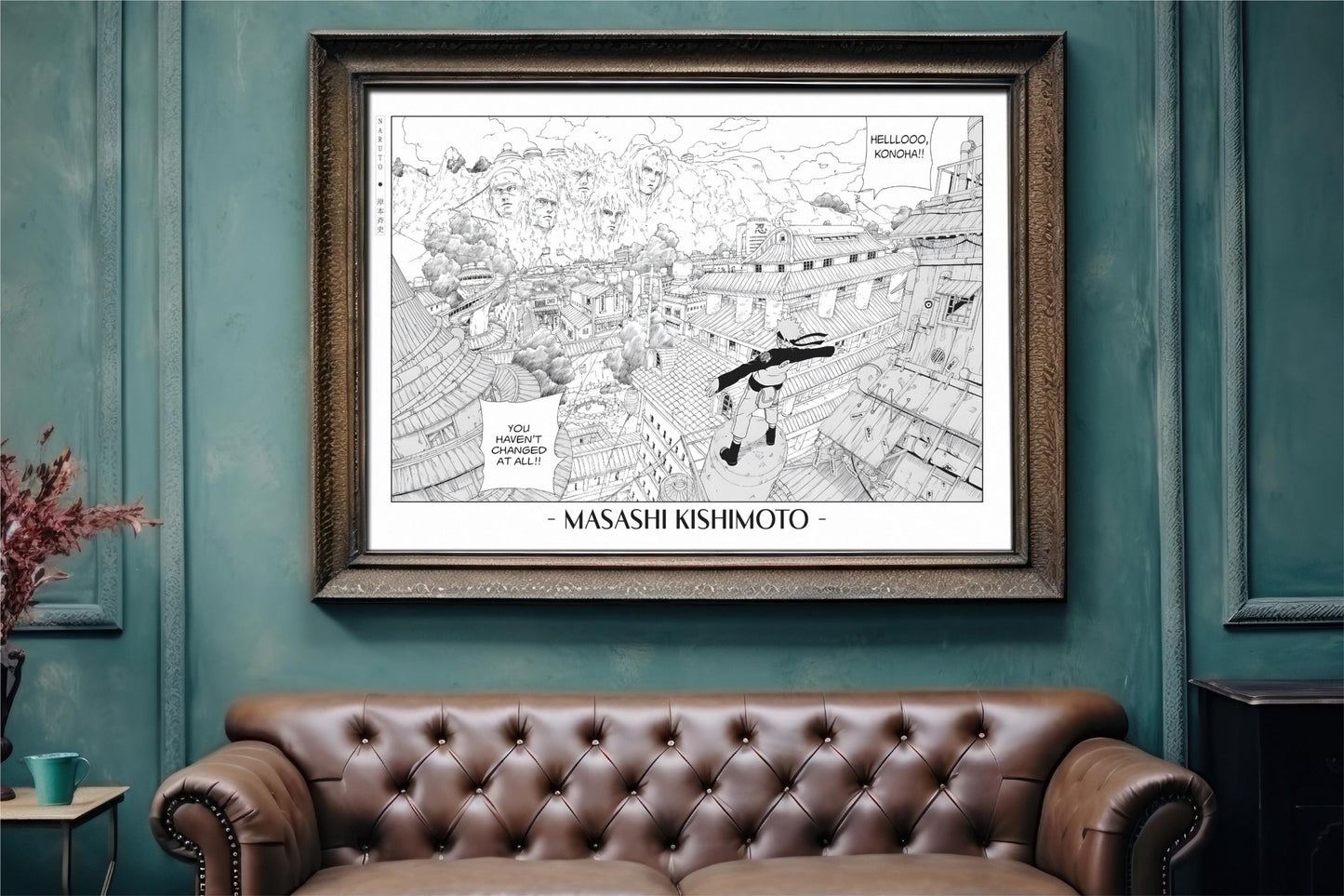 Experience the vibrant world of ninjas with this stunning manga wall art, showcasing the artistry of Masashi Kishimoto. Purchase online with Eastern Archivals.