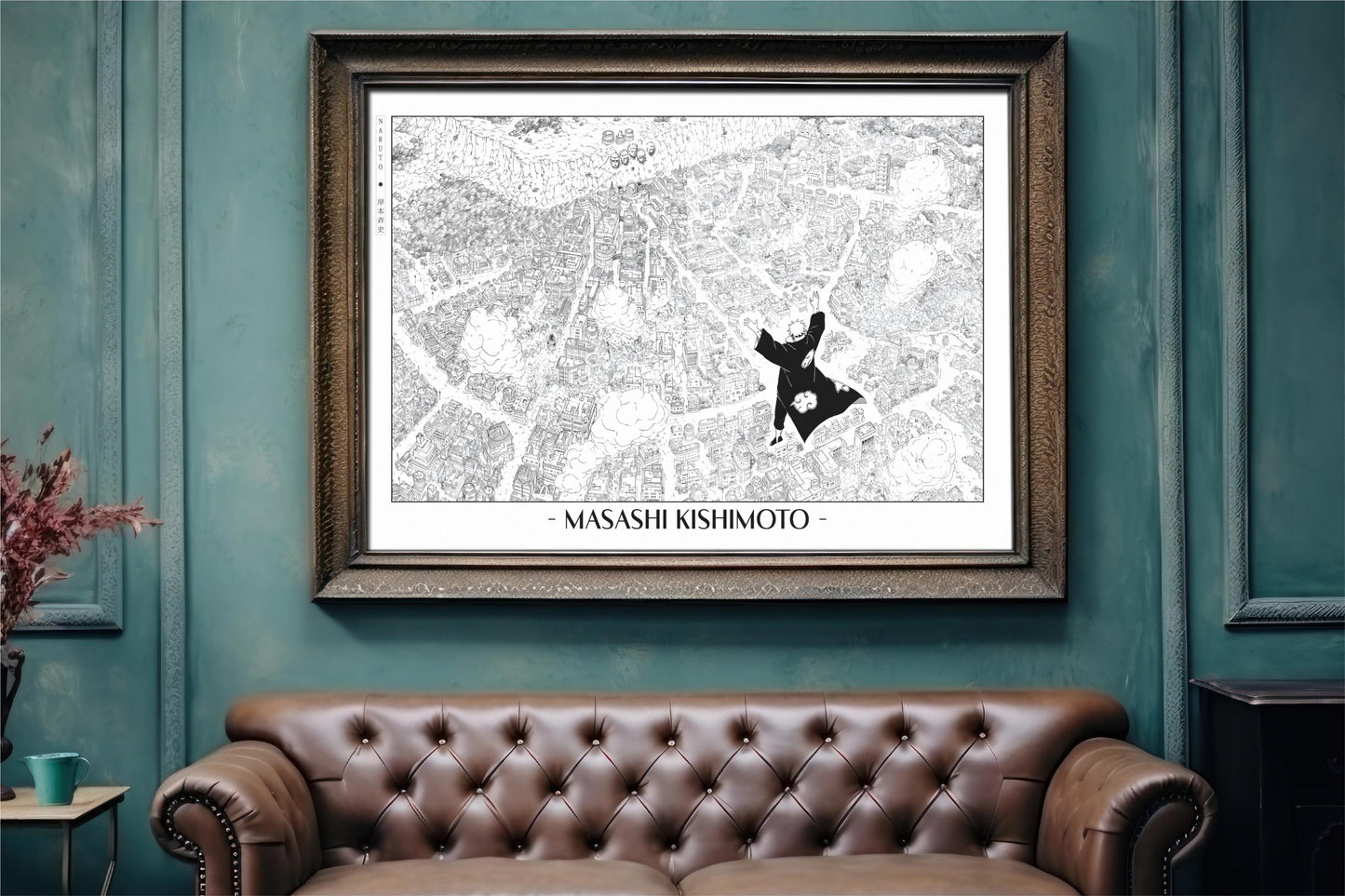 Experience the vibrant world of ninjas with this stunning manga wall art, showcasing the artistry of Masashi Kishimoto. Purchase online with Eastern Archivals.