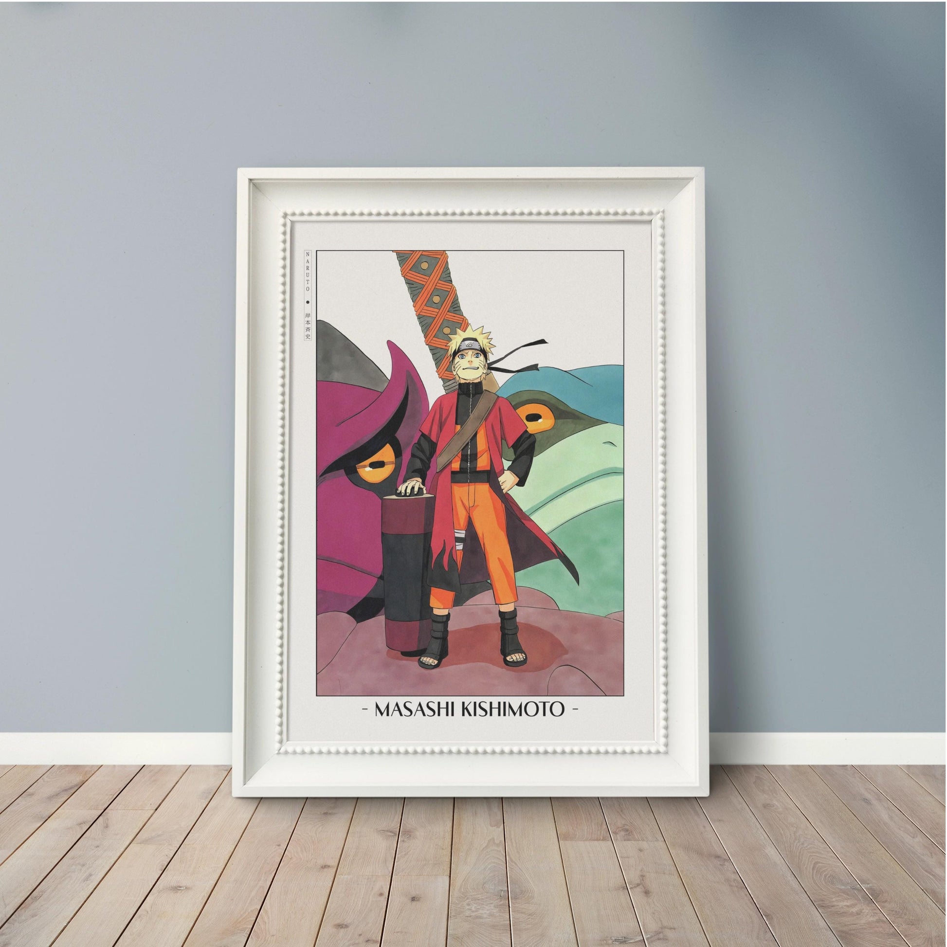 Experience the vibrant world of ninjas with this stunning manga wall art, showcasing the artistry of Masashi Kishimoto. Purchase online with Eastern Archivals.