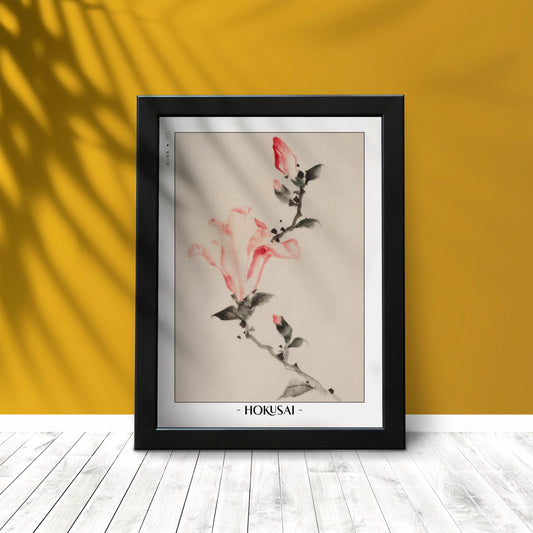 Enhance your space with Flower Ukiyo-e Wall Art by Katsushika Hokusai, celebrating the elegance of nature and the timeless beauty of Japanese art.