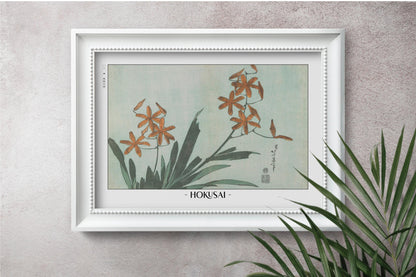 Enhance your space with Flower Ukiyo-e Wall Art by Katsushika Hokusai, celebrating the elegance of nature and the timeless beauty of Japanese art.