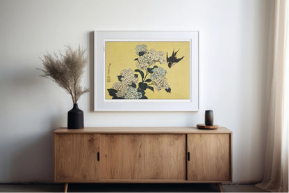 Enhance your space with Flower Ukiyo-e Wall Art by Katsushika Hokusai, celebrating the elegance of nature and the timeless beauty of Japanese art.