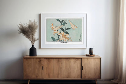 Enhance your space with Flower Ukiyo-e Wall Art by Katsushika Hokusai, celebrating the elegance of nature and the timeless beauty of Japanese art.