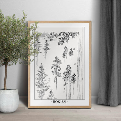 The Katsushika Hokusai Ukiyo-e collection, showcases iconic forest landscapes that capture nature's beauty and the elegance of traditional Japanese art.