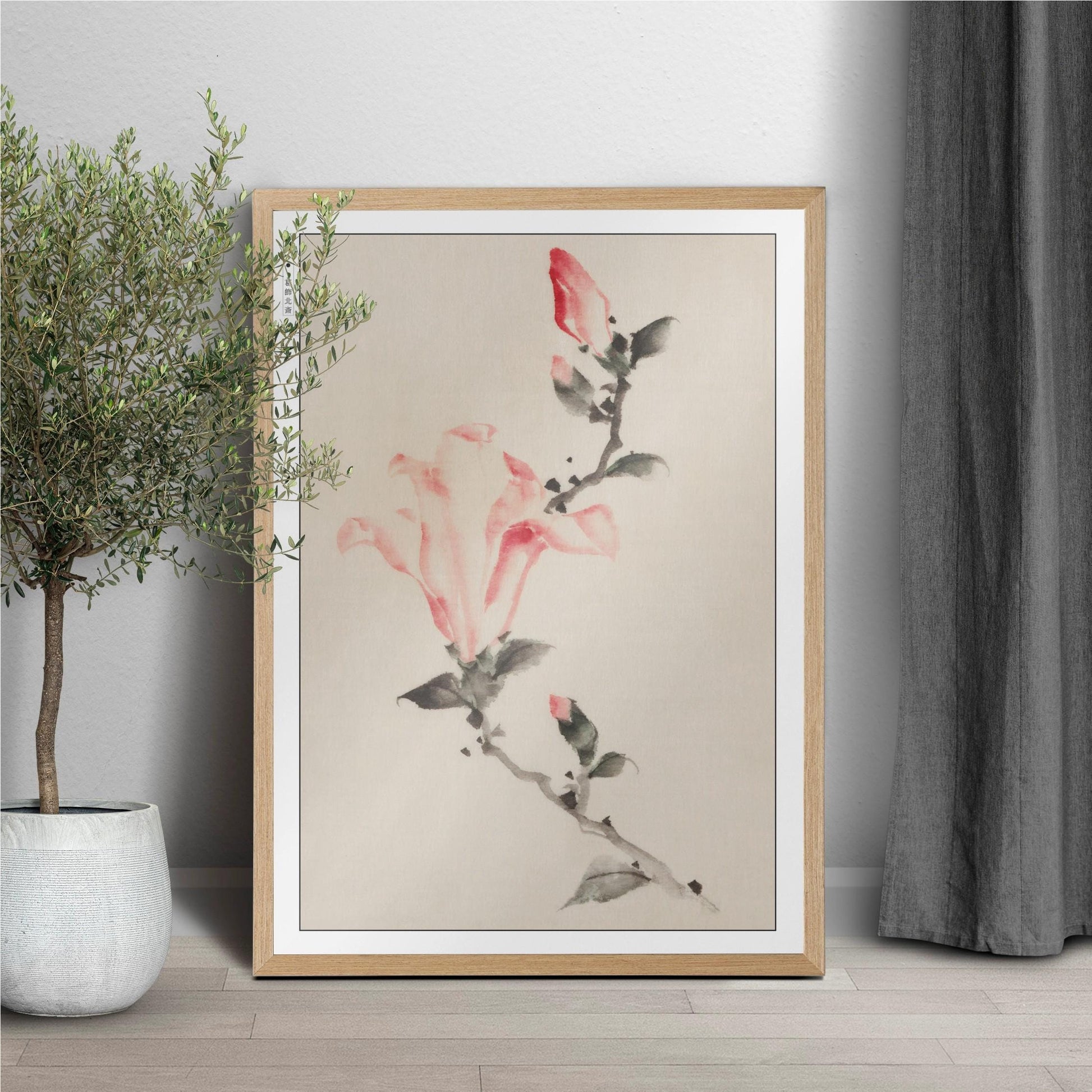 Enhance your space with Flower Ukiyo-e Wall Art by Katsushika Hokusai, celebrating the elegance of nature and the timeless beauty of Japanese art.