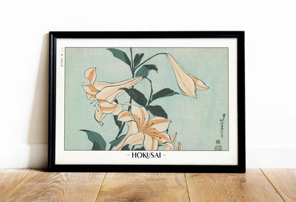 Enhance your space with Flower Ukiyo-e Wall Art by Katsushika Hokusai, celebrating the elegance of nature and the timeless beauty of Japanese art.