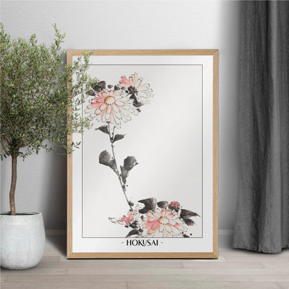 Enhance your space with Flower Ukiyo-e Wall Art by Katsushika Hokusai, celebrating the elegance of nature and the timeless beauty of Japanese art.