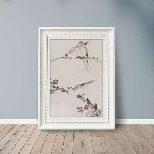 Immerse your space in the beauty of Katsushika Hokusai's iconic Ukiyo-e prints. His stunning depictions of birds bring timeless Japanese artistry into any room.