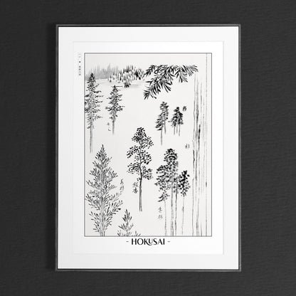 The Katsushika Hokusai Ukiyo-e collection, showcases iconic forest landscapes that capture nature's beauty and the elegance of traditional Japanese art.