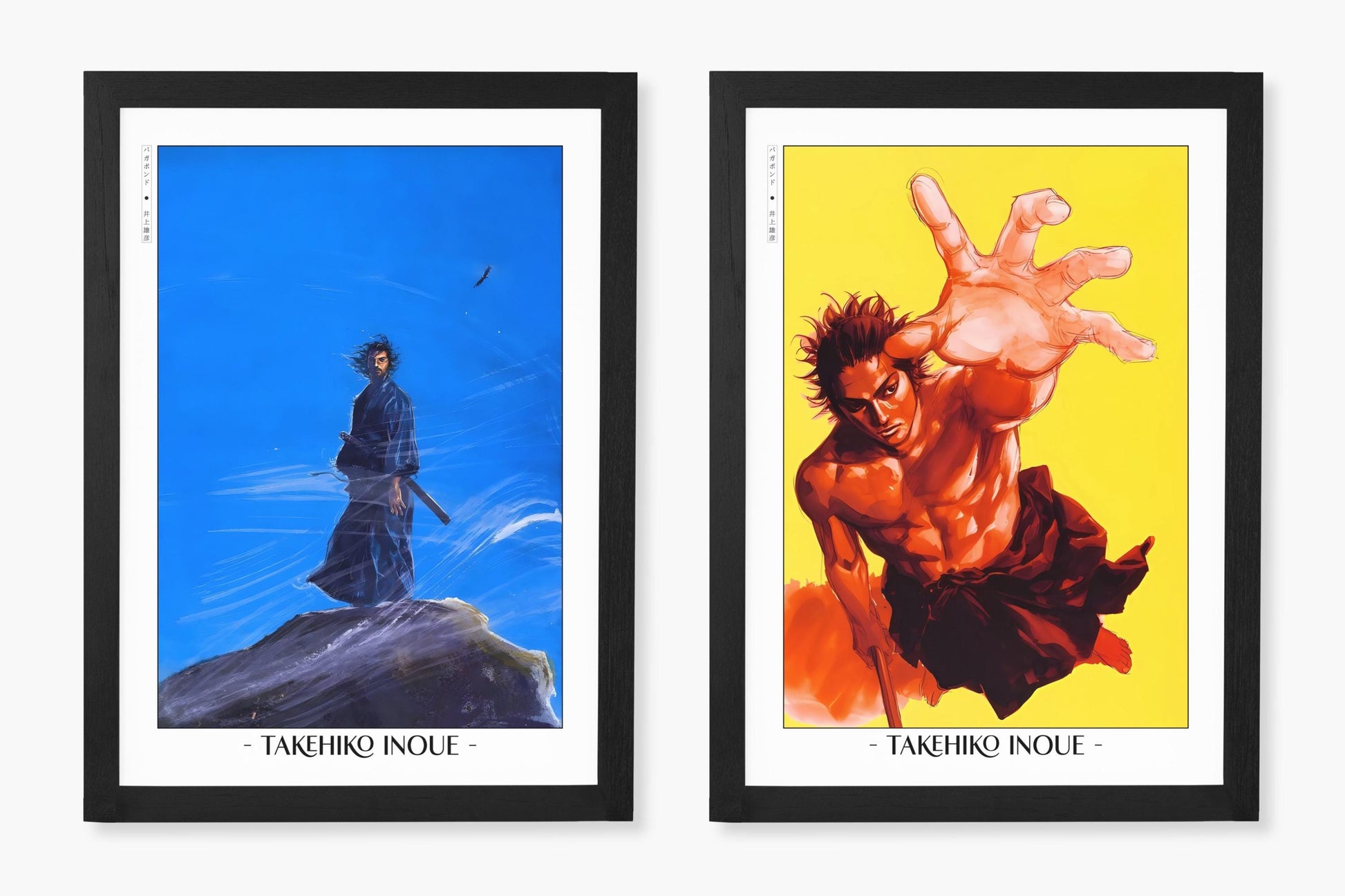 Add style to your space with the Set of 2 Vagabond Manga Wall Art. Featuring iconic characters like Miyamoto Musashi and Sasaki Kojiro, perfect for any room.