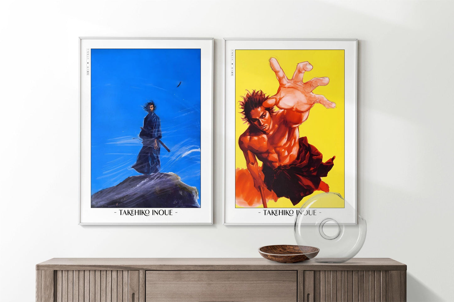 Add style to your space with the Set of 2 Vagabond Manga Wall Art. Featuring iconic characters like Miyamoto Musashi and Sasaki Kojiro, perfect for any room.