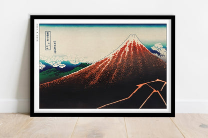 Hokusai - Storm Below Mount Fuji - Art Only - Black Frame