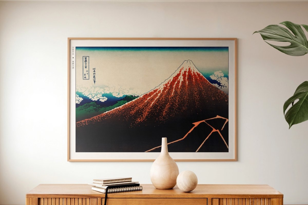 Hokusai - Storm Below Mount Fuji - Art Only with Decor