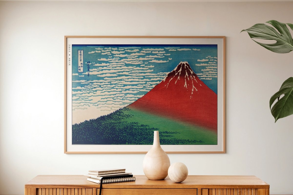 Hokusai - Red Fuji - Art Only with Decor