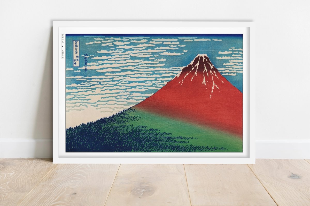 Hokusai - Red Fuji - Art Only - White Frame