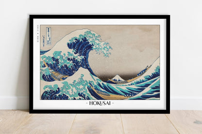 Hokusai - The Great Wave Off Kanagawa - Artist Name - Black Frame