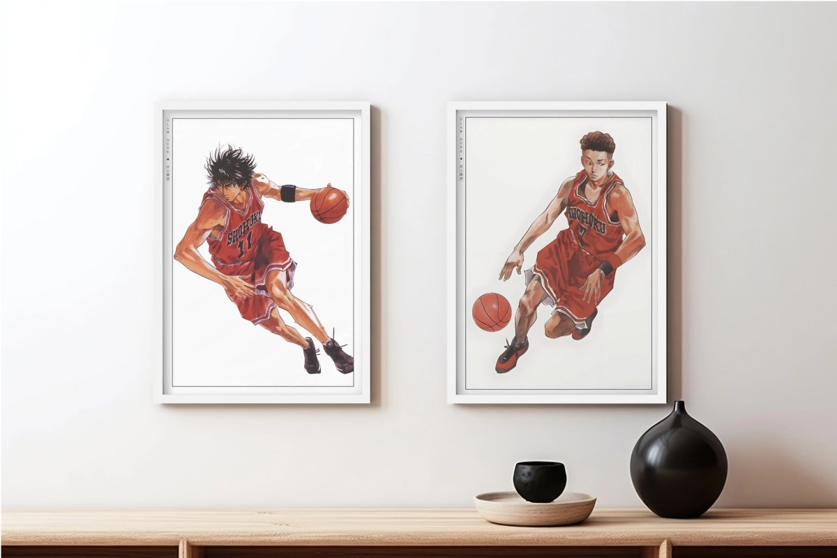 Slam Dunk - Miyagi & Rukawa - Art Only - White Frame