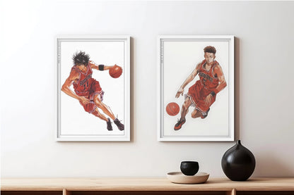 Slam Dunk - Miyagi & Rukawa - Art Only - White Frame