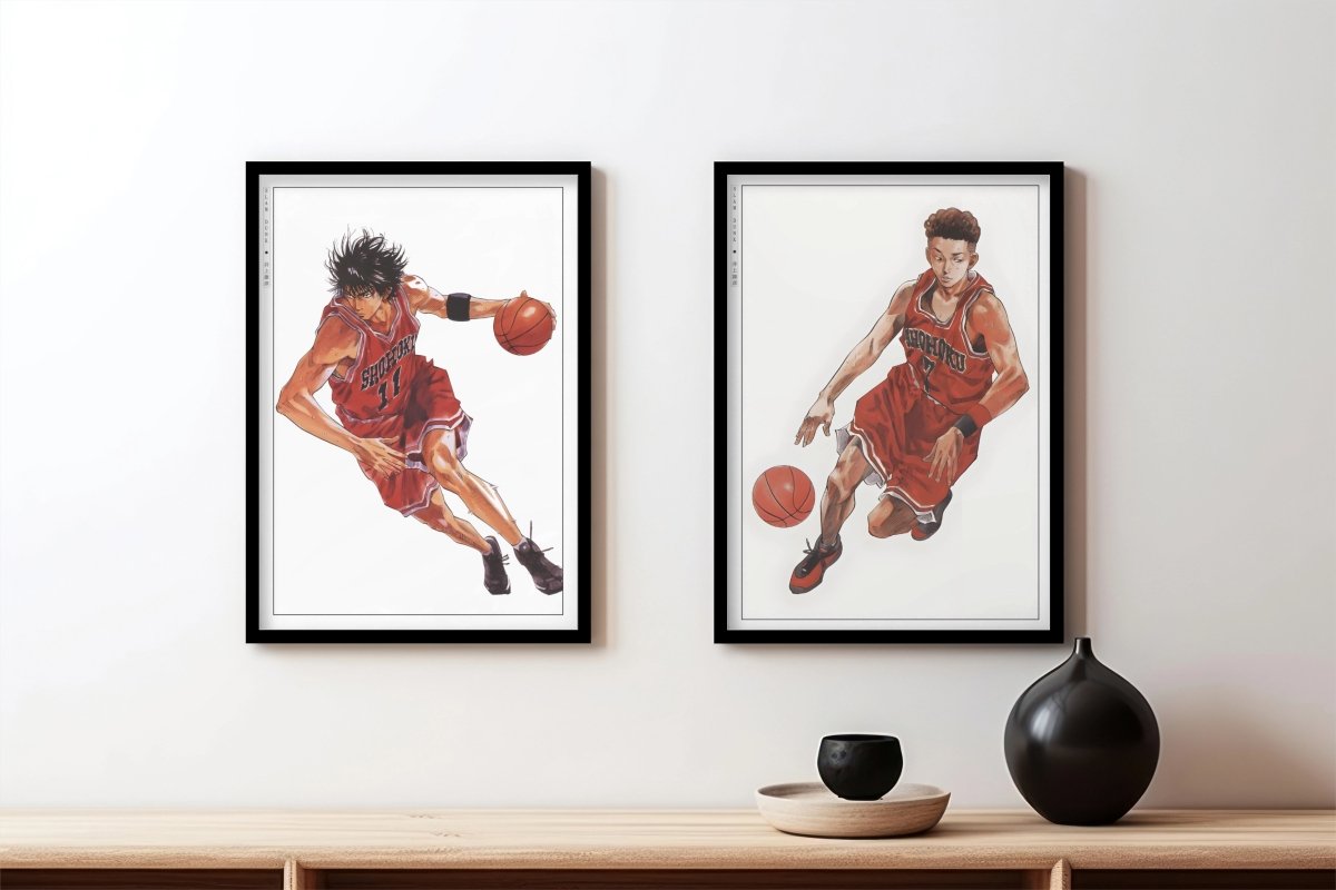Slam Dunk - Miyagi & Rukawa - Art Only - Black Frame