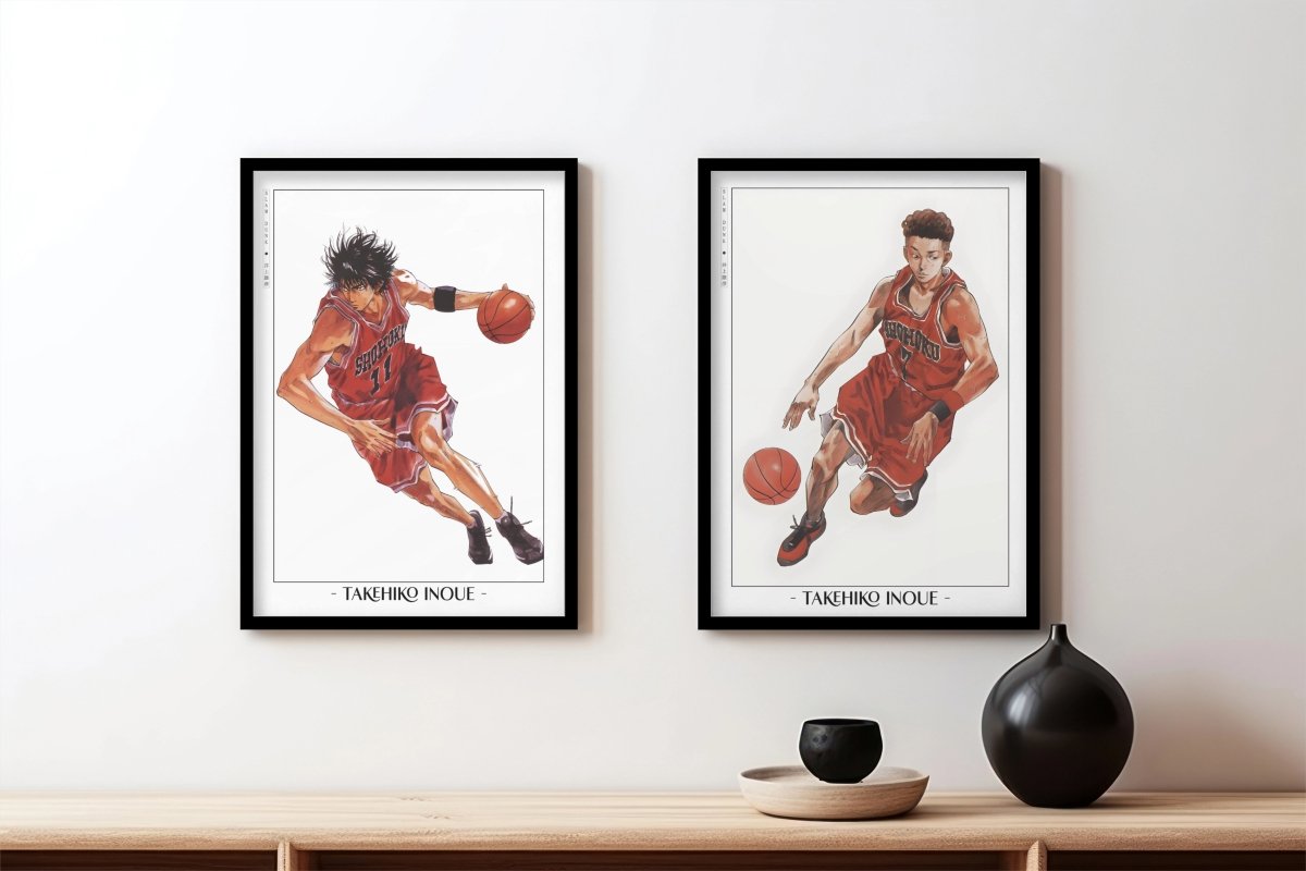 Slam Dunk - Miyagi & Rukawa - Artist Name - Black Frame