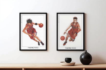 Slam Dunk - Miyagi & Rukawa - Artist Name - Black Frame