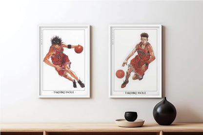 Slam Dunk - Miyagi & Rukawa - Artist Name - White Frame