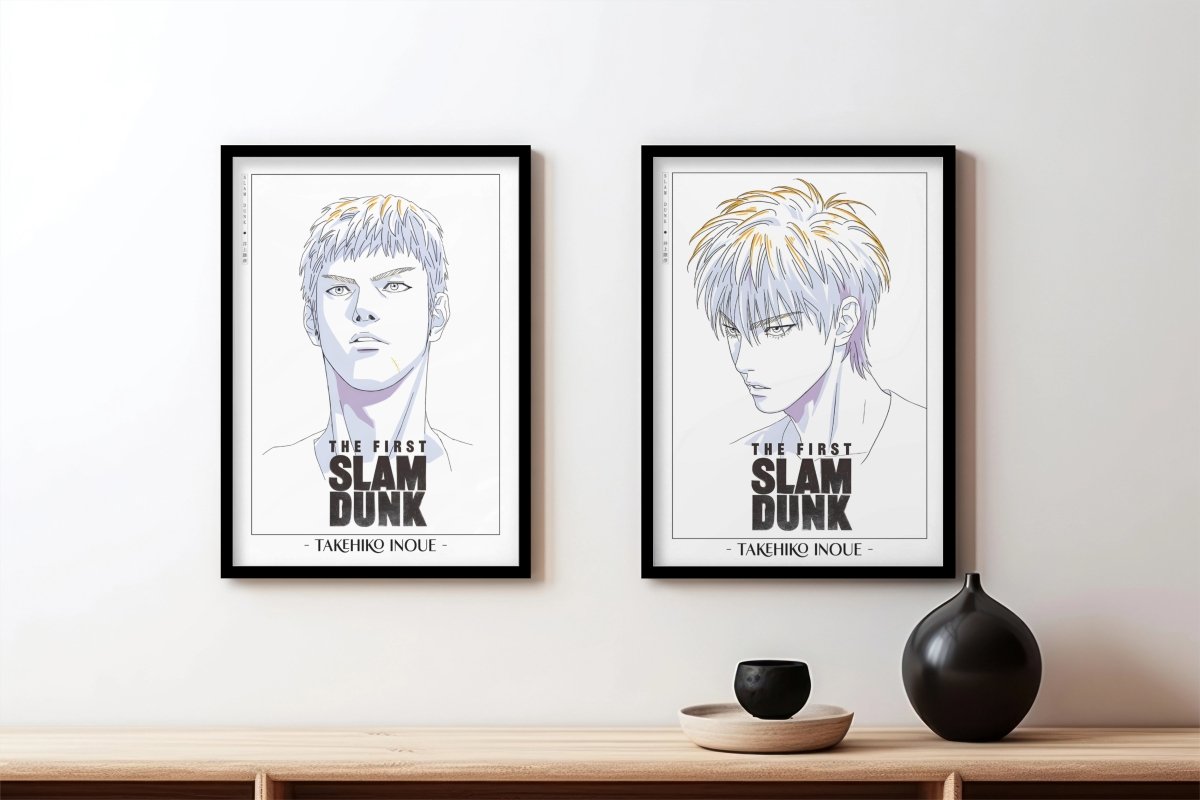 First Slam Dunk - Mitsui & Rukawa - Artist Name - Black Frame