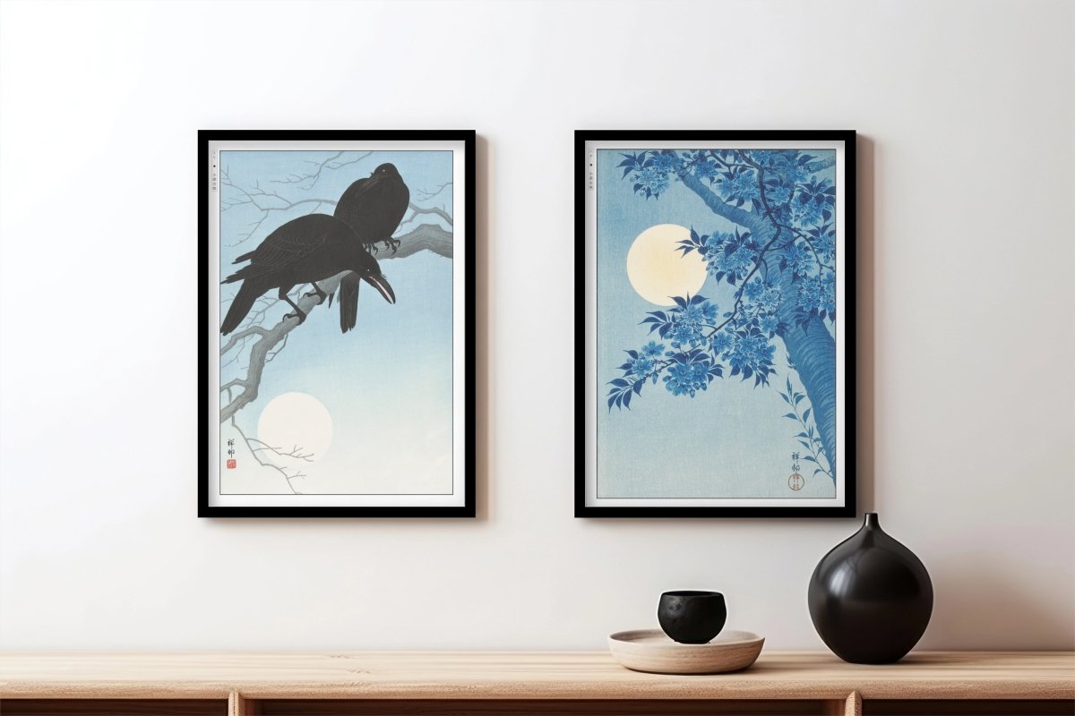 Ohara Koson - Moonlight (Set of 2) - Art Only - Black Frame
