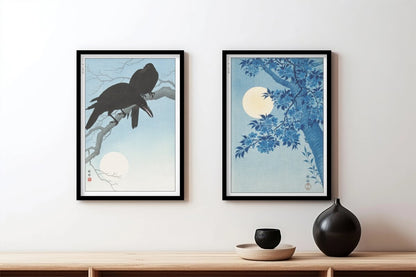 Ohara Koson - Moonlight (Set of 2) - Art Only - Black Frame