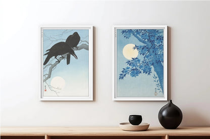 Ohara Koson - Moonlight (Set of 2) - Art Only - White Frame