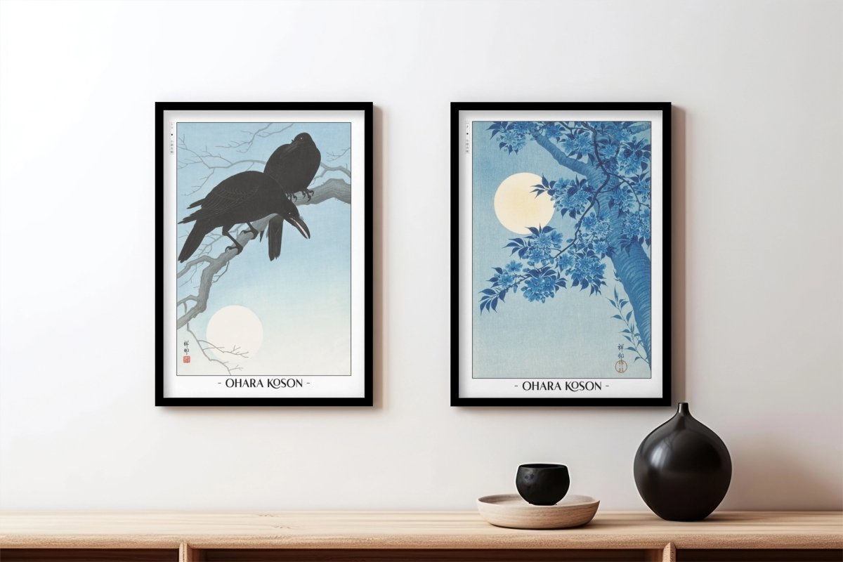 Ohara Koson - Moonlight (Set of 2) - Artist Name - Black Frame