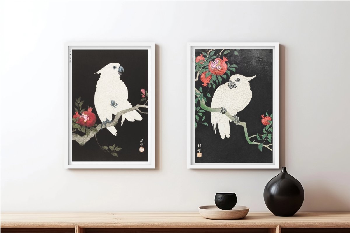 Ohara Koson - Two Cockatoos (Set of 2) - Art Only - White Frame