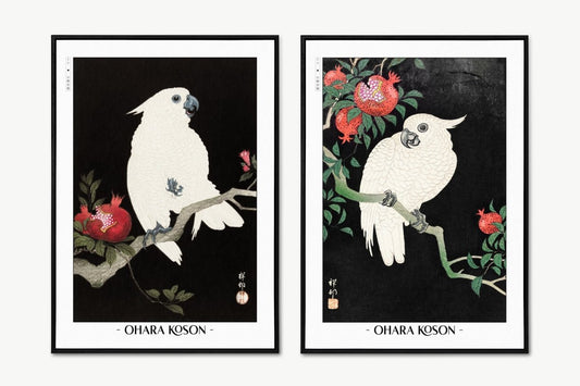 Ohara Koson - Two Cockatoos (Set of 2) - Artist Name Unframed