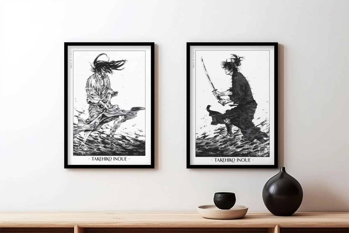 Vagabond - Kojiro & Musashi (Set of 2) - Artist Name - Black Frame