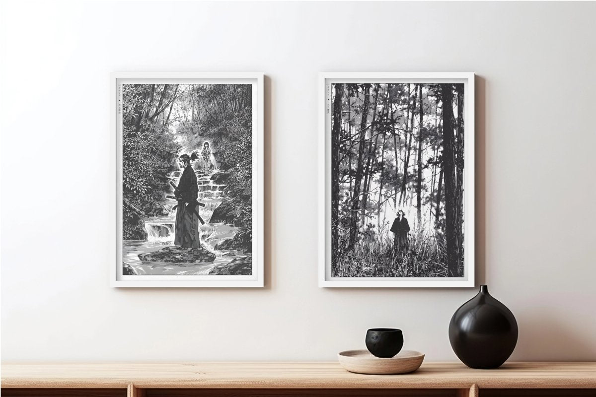 Vagabond - Musashi in Nature (Set of 2) - Art Only - White Frame