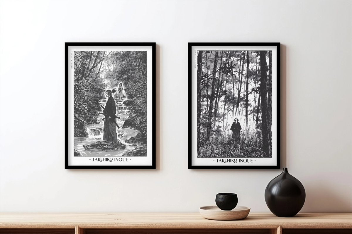 Vagabond - Musashi in Nature (Set of 2) - Artist Name - Black Frame