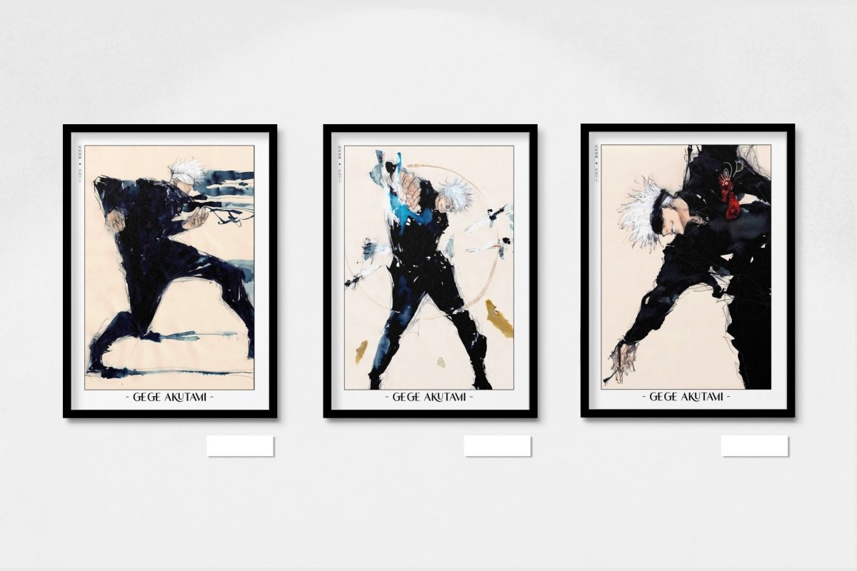 Akutami - Satoru Gojo (Set of 3) - Artist Name - Black Frame