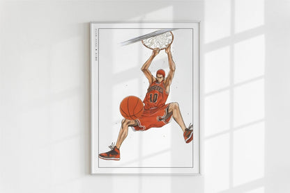 Slam Dunk - Hanamichi Sakuragi - Art Only - White Frame