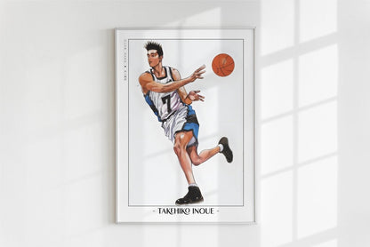 Slam Dunk - Akira Sendoh - Artist Name - White Frame