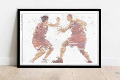Slam Dunk - Shohoku First Years - Art Only - Black Frame