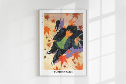 Slam Dunk - Rukawa in Autumn - Artist Name - White Frame
