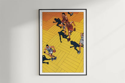 Slam Dunk - Yellow Court - Art Only - Black Frame