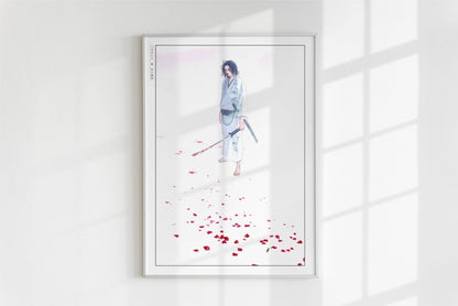 Vagabond - Trail of Red Petals - Art Only - White Frame