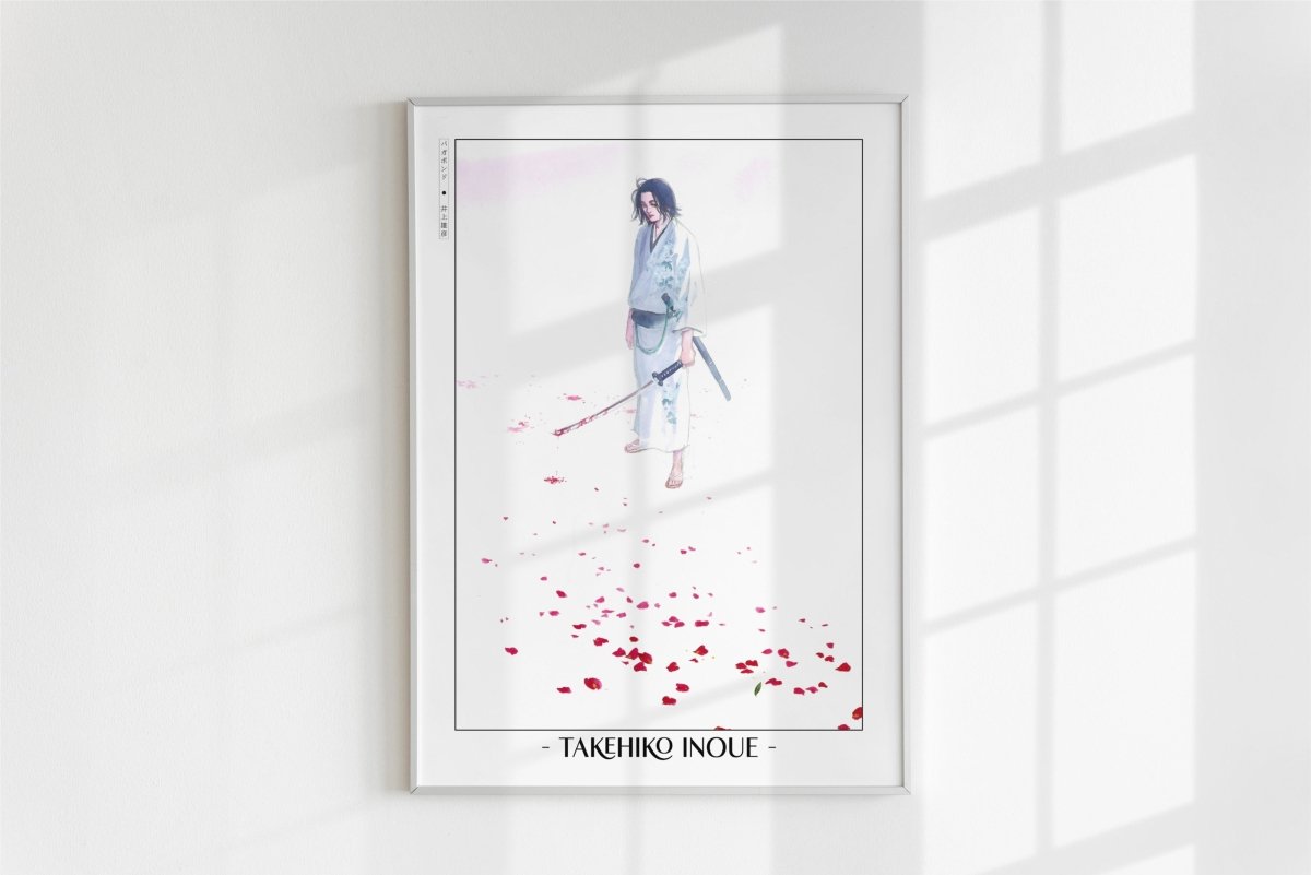 Vagabond - Trail of Red Petals - Artist Name - White Frame